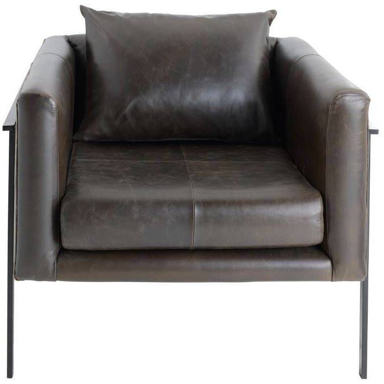Giroud Ore Leather and Blackened Iron Lounge Chair