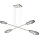 Aalto LED Beige Silver Linear Multi-Pendant Ceiling Light in 3000K LED, Smoke, Double Moda