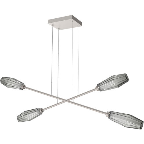 Aalto LED Beige Silver Linear Multi-Pendant Ceiling Light in 3000K LED, Smoke, Double Moda