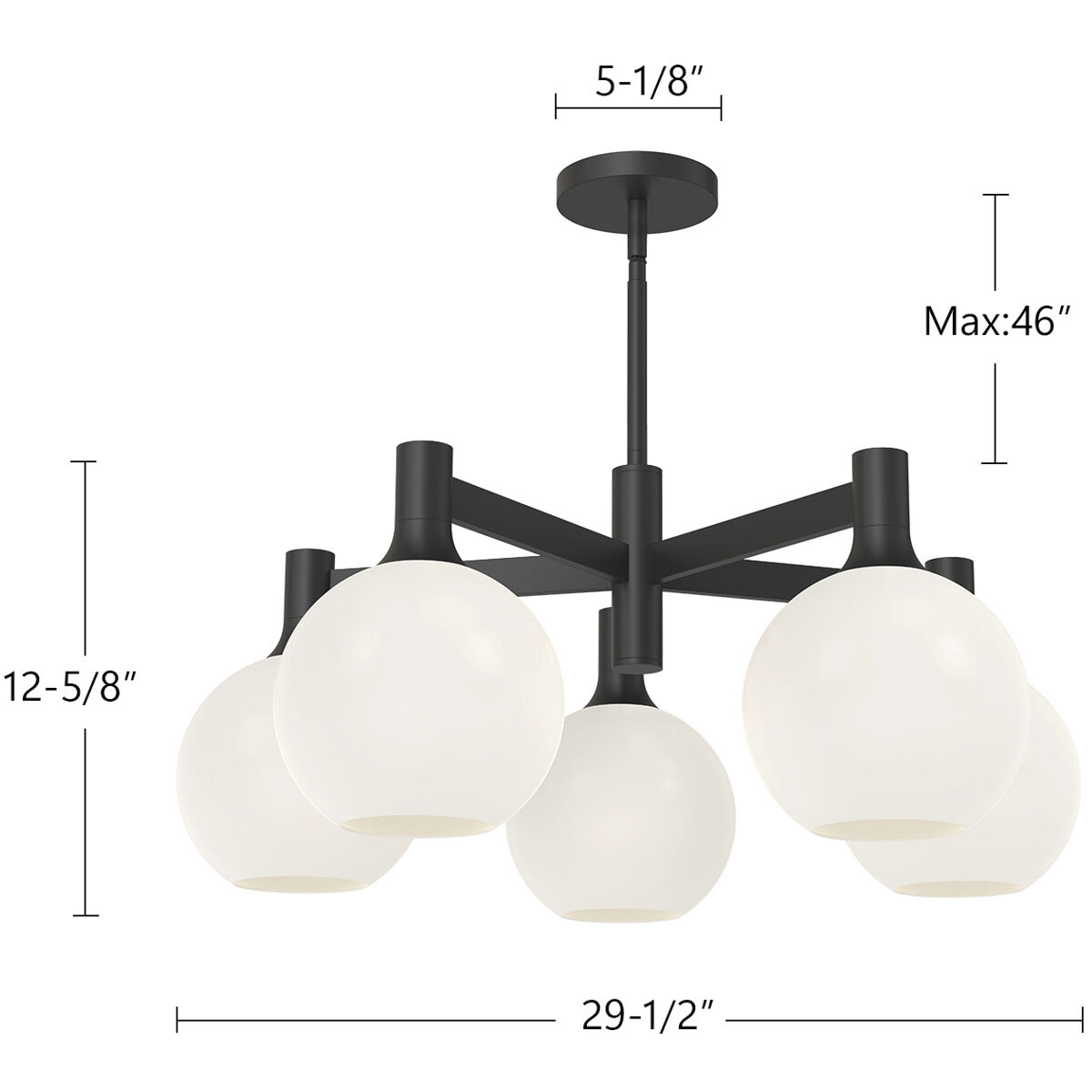 Alora Mood Castilla 5 Light 29.5 inch Clear Glass/Matte Black Chandelier Ceiling Light