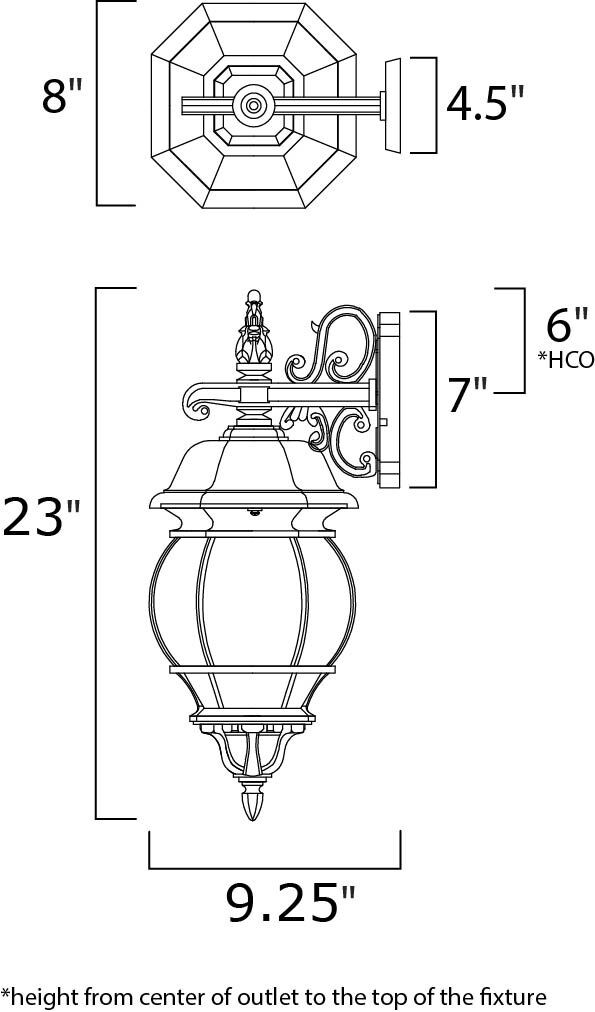 Crown Hill 3 Light 23 inch Black Outdoor Wall Mount