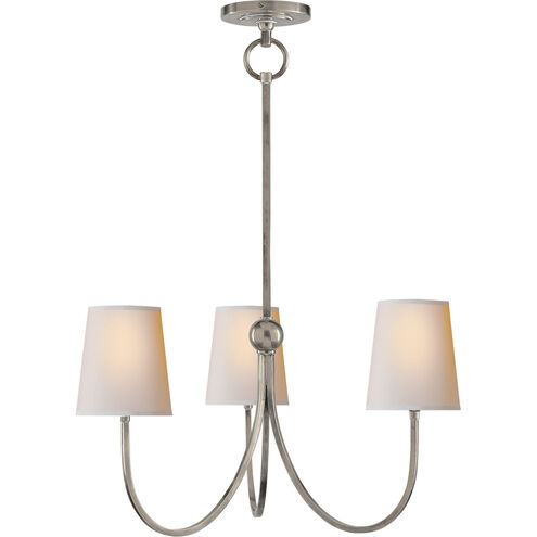 Thomas O'Brien Reed 3 Light 20 inch Antique Nickel Chandelier Ceiling Light in Natural Paper, Small