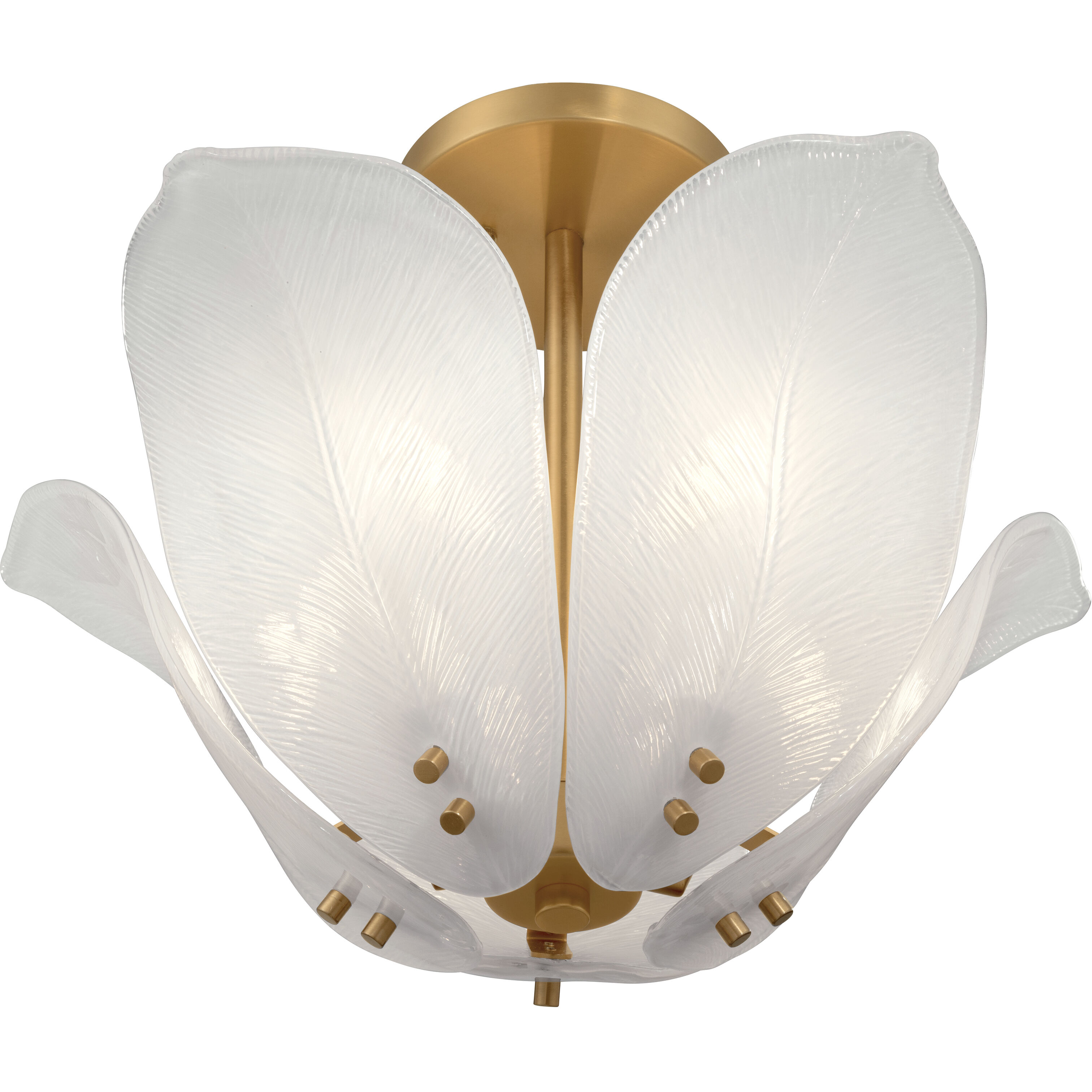 Orchid 5 Light 18 inch Legacy Brass Semi-Flush Mount Ceiling Light in White Handmade Glass