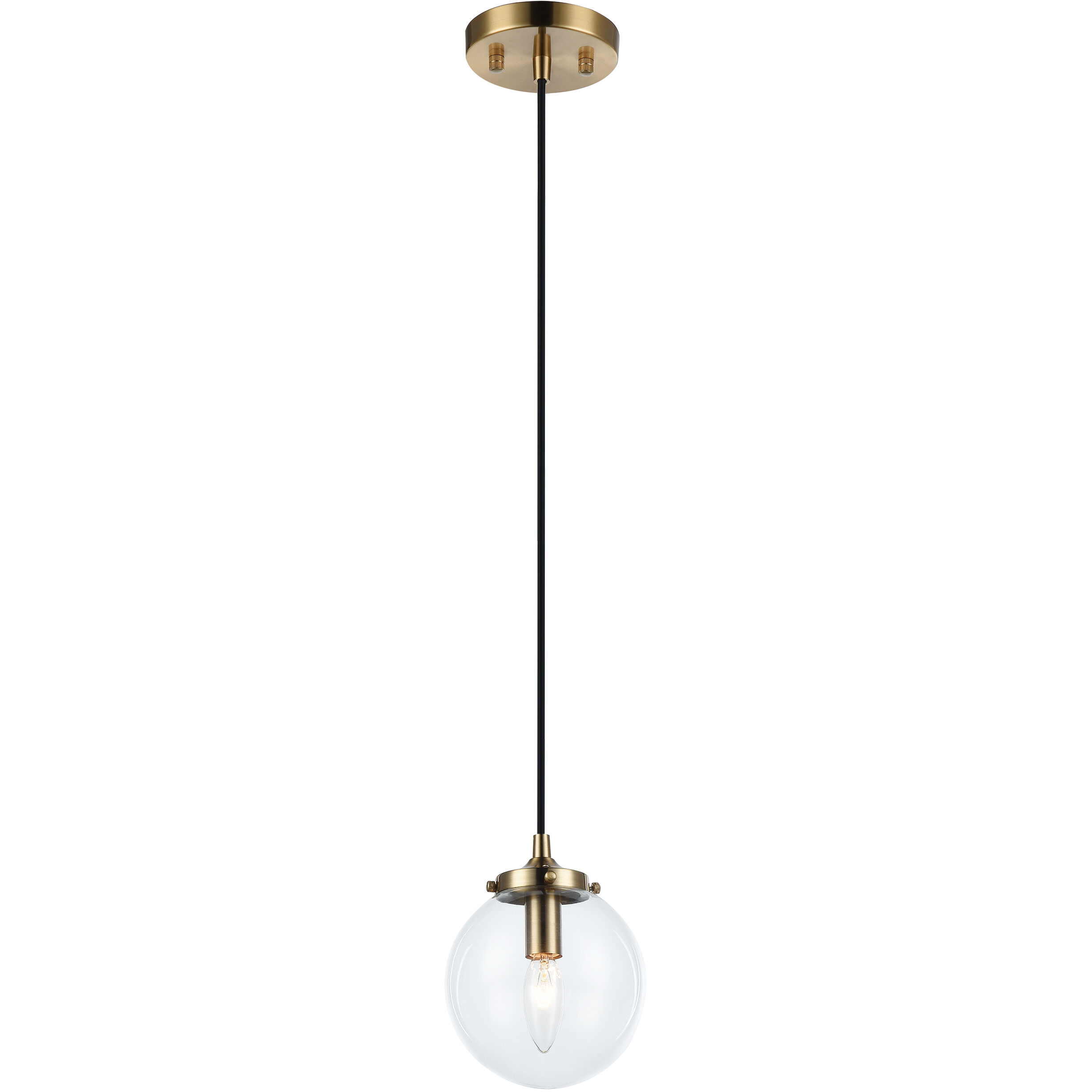 The Bougie 1 Light 5.88 inch Aged Gold Brass Chandelier Ceiling Light in Aged Gold Brass and Clear