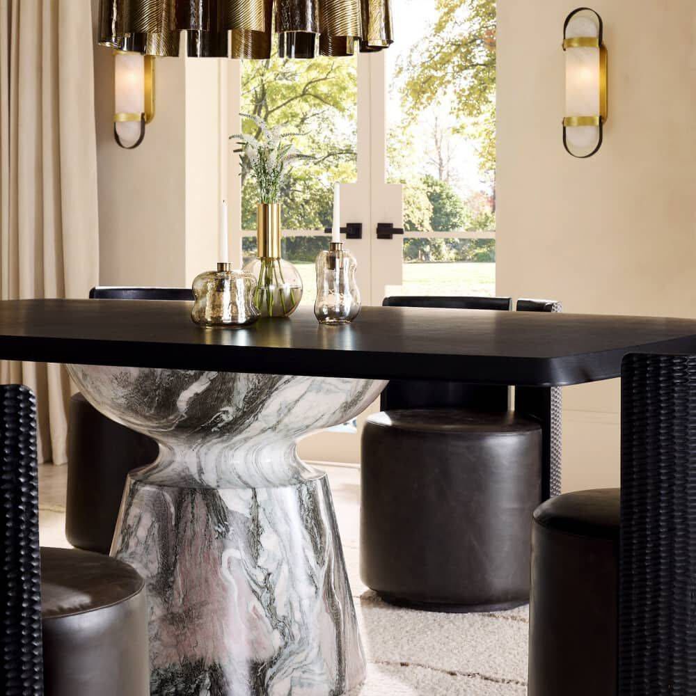 Forgey 82 X 30 inch Verde Faux Marble and Ebony Dining Table