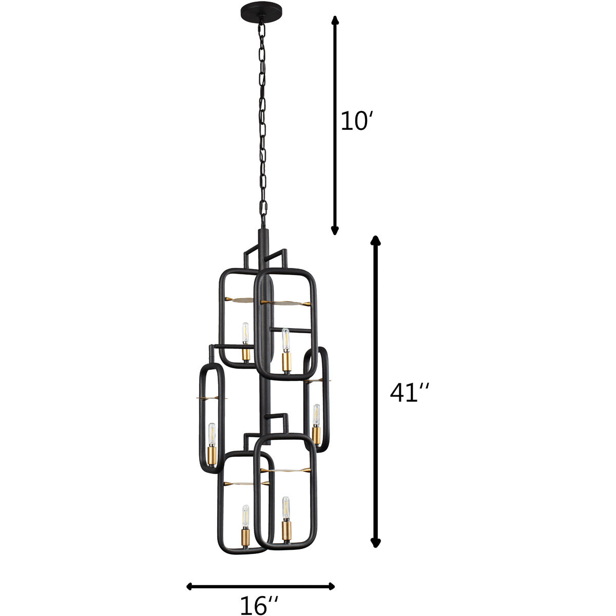 Bar None 6 Light 16 inch Aged Gold and Rustic Bronze Foyer Pendant Ceiling Light