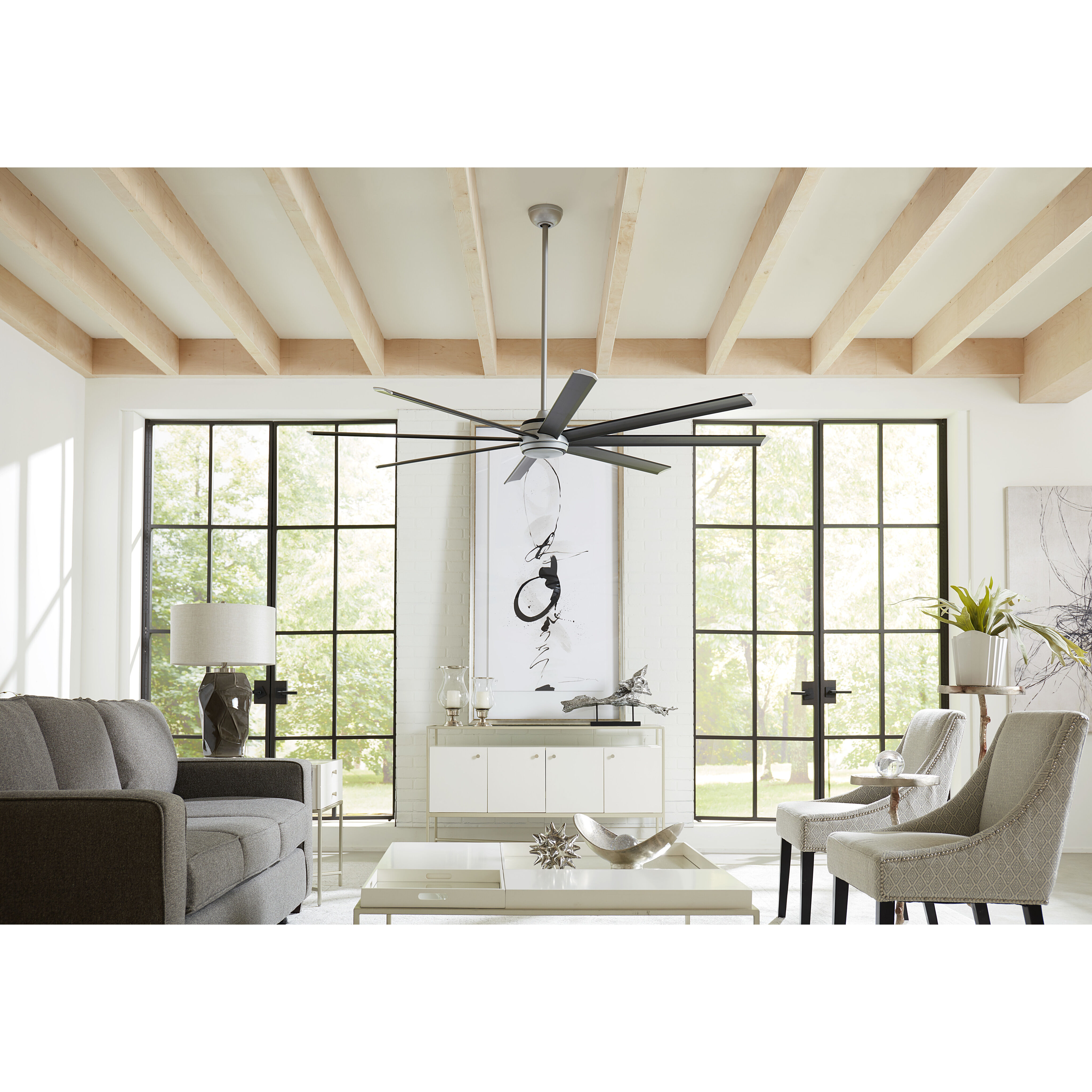 Stellar Custom Black with Silver Tip 39.18 inch Each Fan Blades in Black with Silver Accents