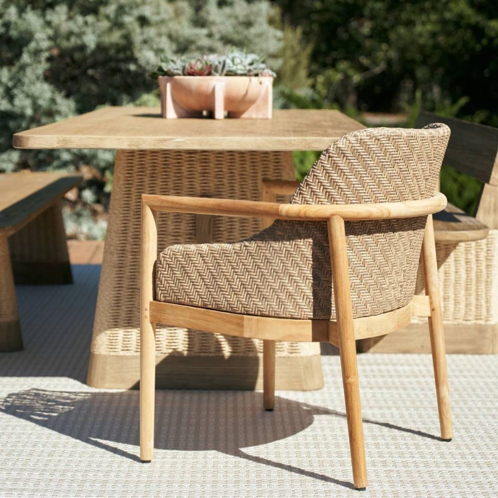Chilton Pearl and Dark Blonde with Natural Teak Outdoor Dining Chair