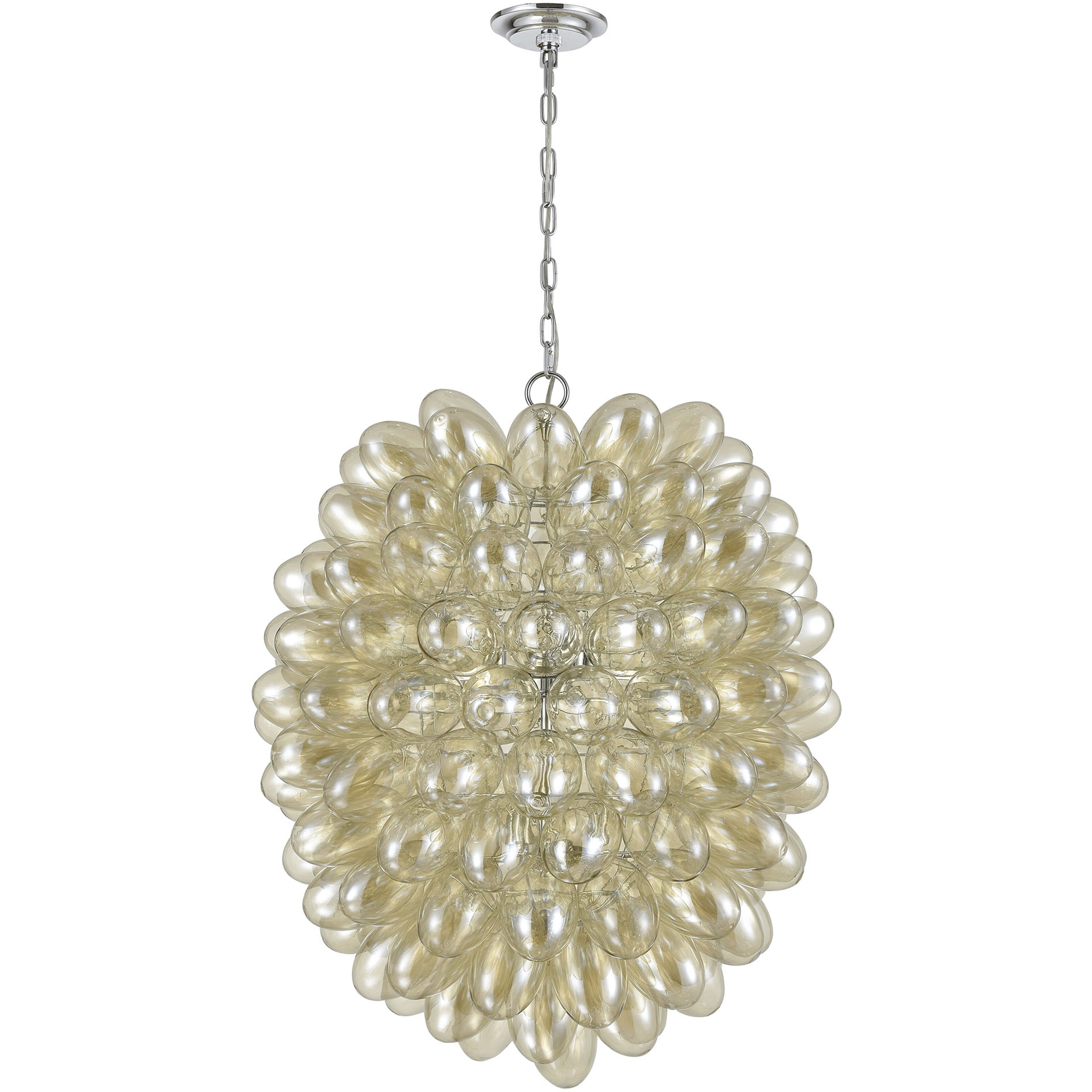 Bubble Up 6 Light 26 inch Chrome with Clear Chandelier Ceiling Light