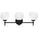 Hannah 3 Light 24 inch Matte Black Bathroom Vanity Light Wall Light, Lighting One