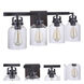 Foxwood 4 Light 29 inch Flat Black with Dark Teak Vanity Light Wall Light in Flat Black/Dark Teak