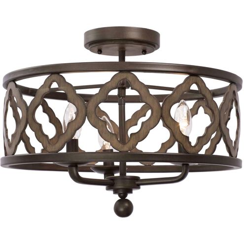 Whittaker 3 Light 18 inch Brownstone Semi Flush Mount Ceiling Light