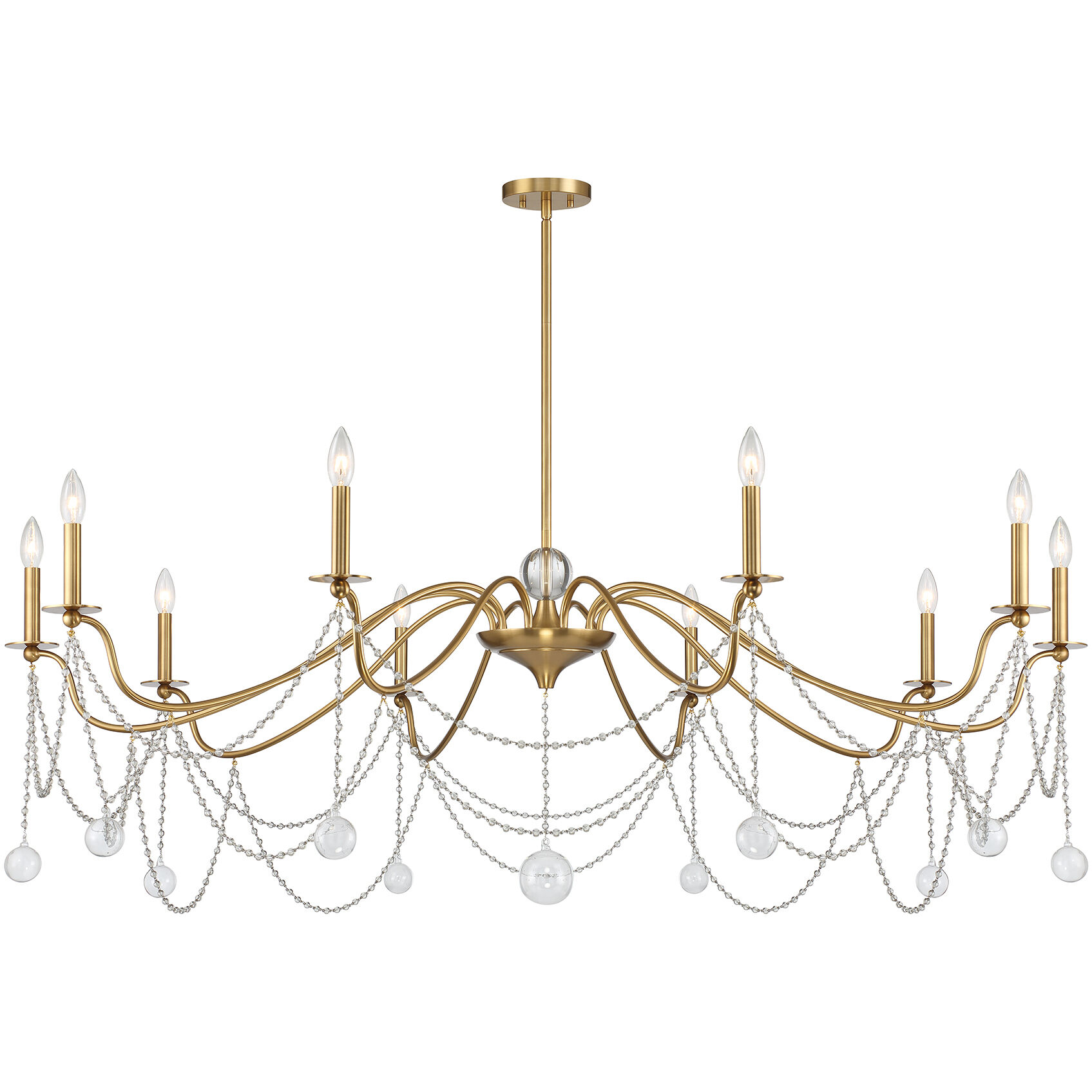 Mariposa 10 Light 60 inch Warm Brass Chandelier Ceiling Light