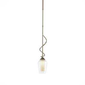 Flora 1 Light 3.9 inch Soft Gold Mini Pendant Ceiling Light in Opal and Seeded, Down Light