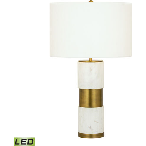 Jansen 27 inch 9 watt Aged Brass with White Table Lamp Portable Light