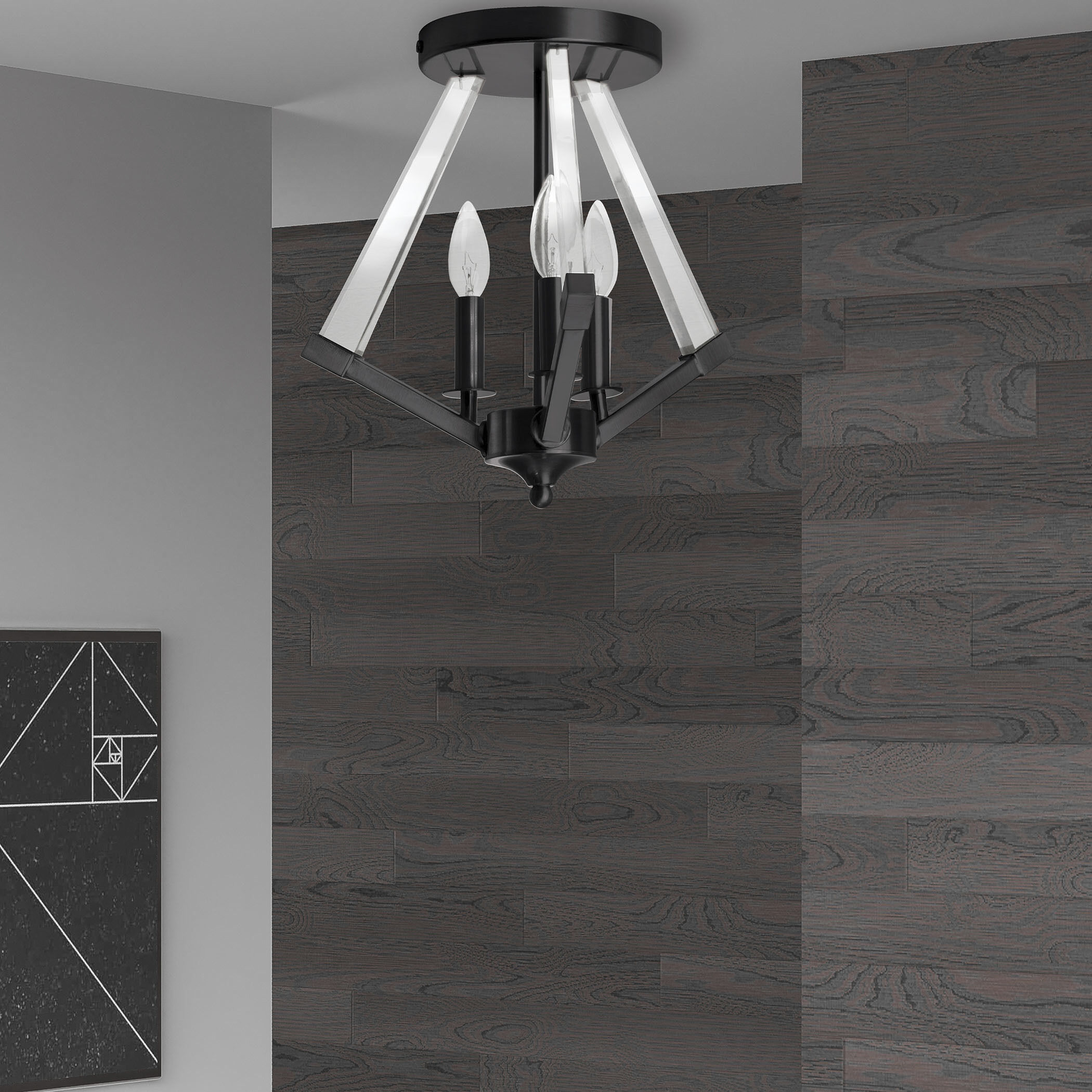 Aalto LED 15 inch Matte Black Semi-Flush Mount Ceiling Light