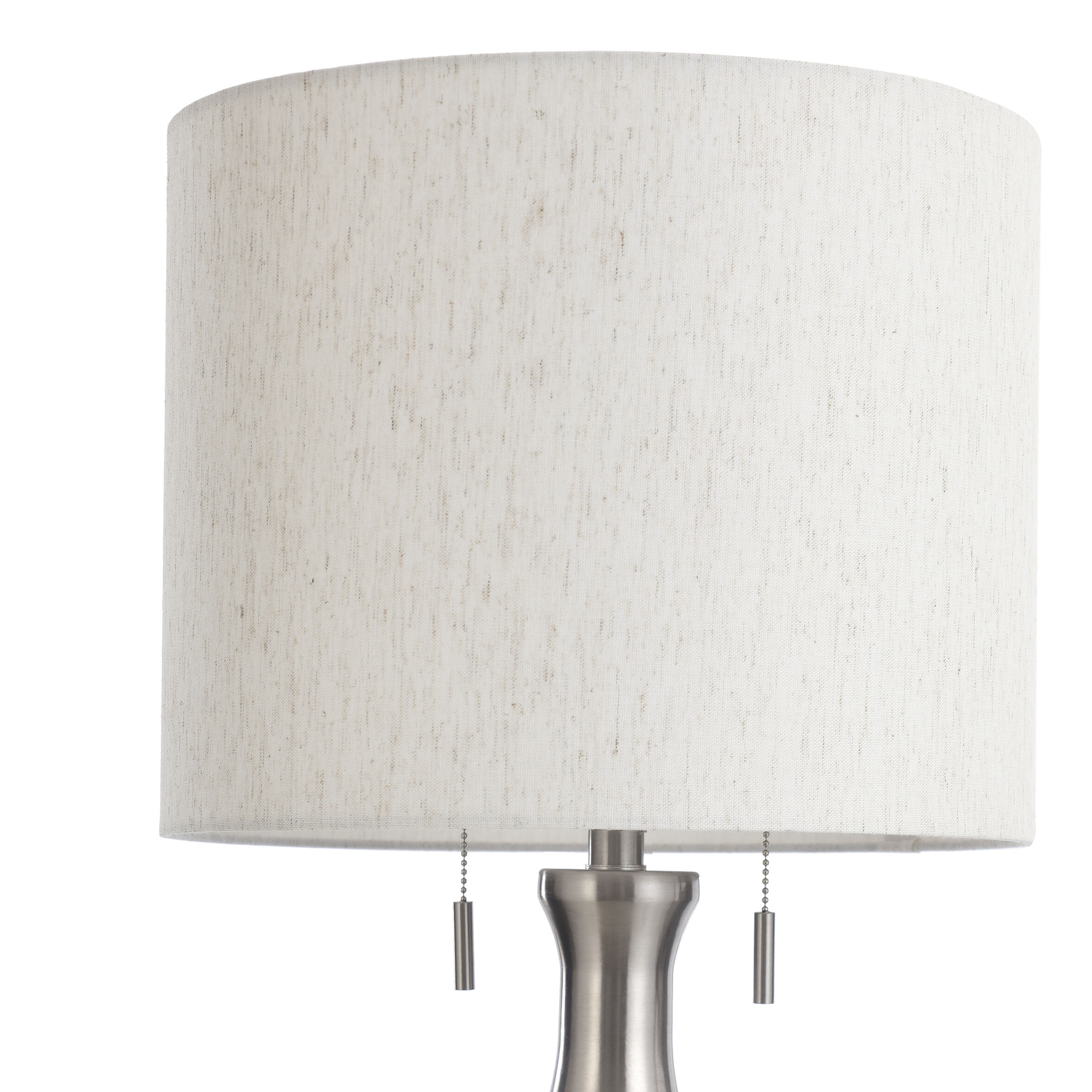 Logan 32 inch 60.00 watt Brushed Steel Metal With Molded Faux Wood Base Table Lamp Portable Light