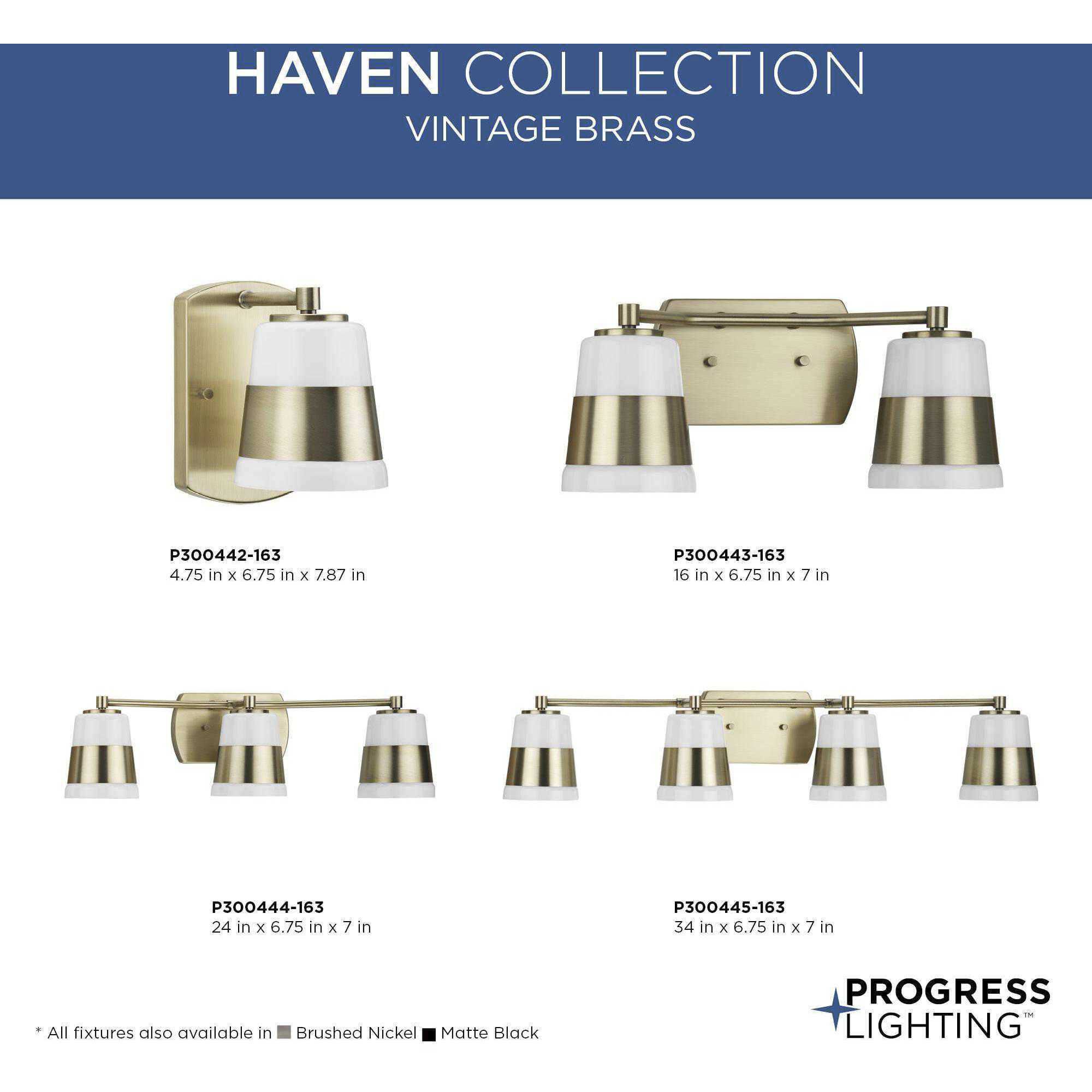 Haven 2 Light 16 inch Vintage Brass Bath Light Wall Light