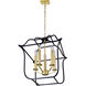 Tudor 5 Light 16 inch Satin Gold and Black Up Chandelier Ceiling Light