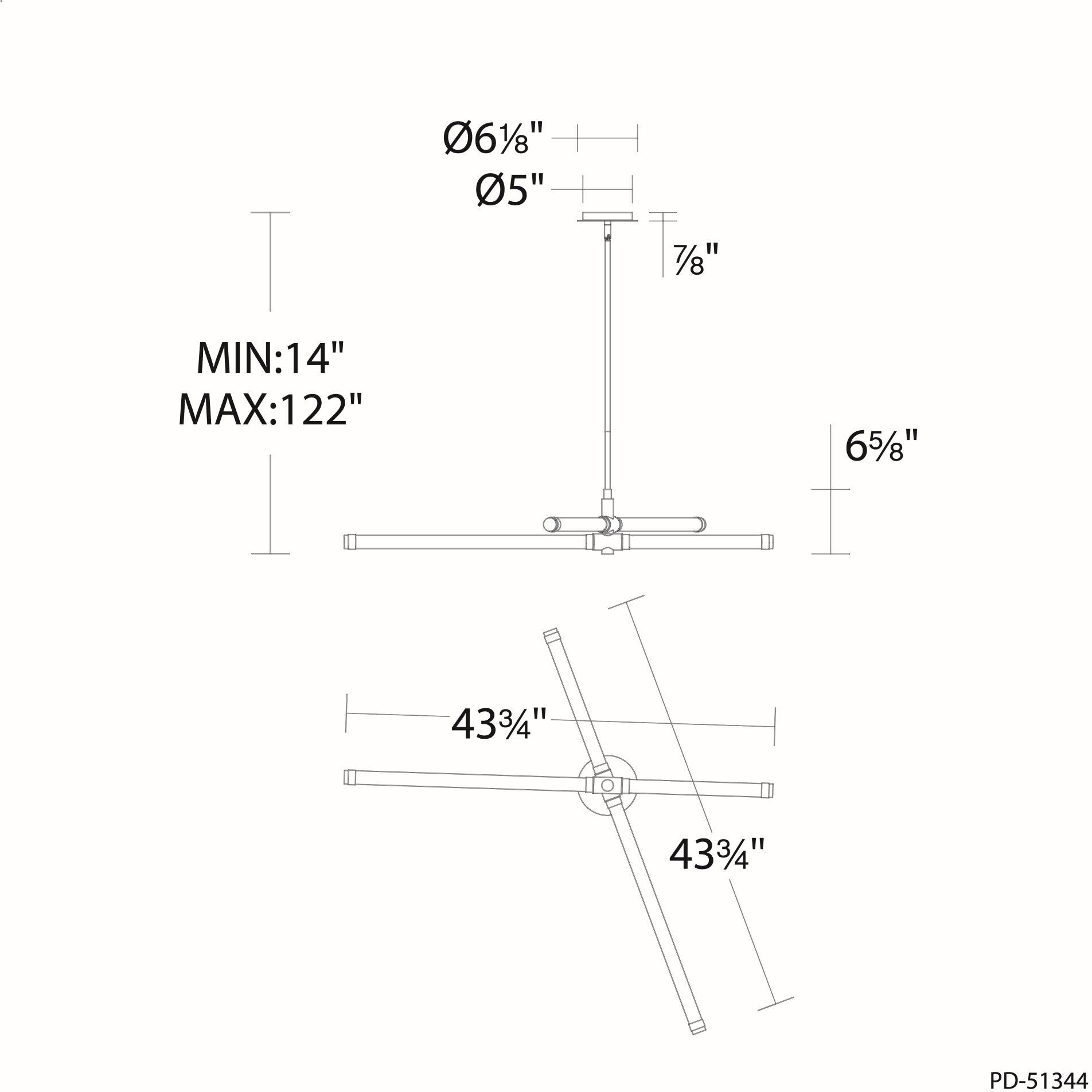 Jedi 2 Light 44.75 inch Black Linear Chandelier Ceiling Light