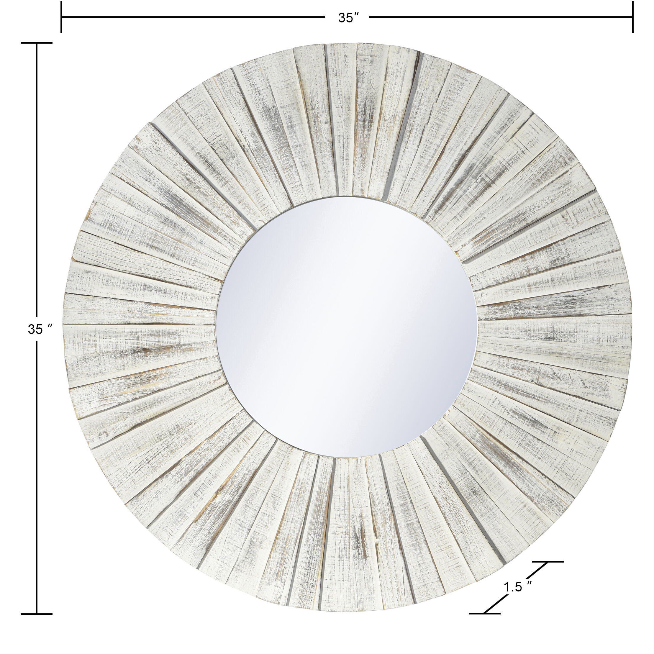 Cameron 36 X 36 inch Distressed White and Clear Wall Mirror