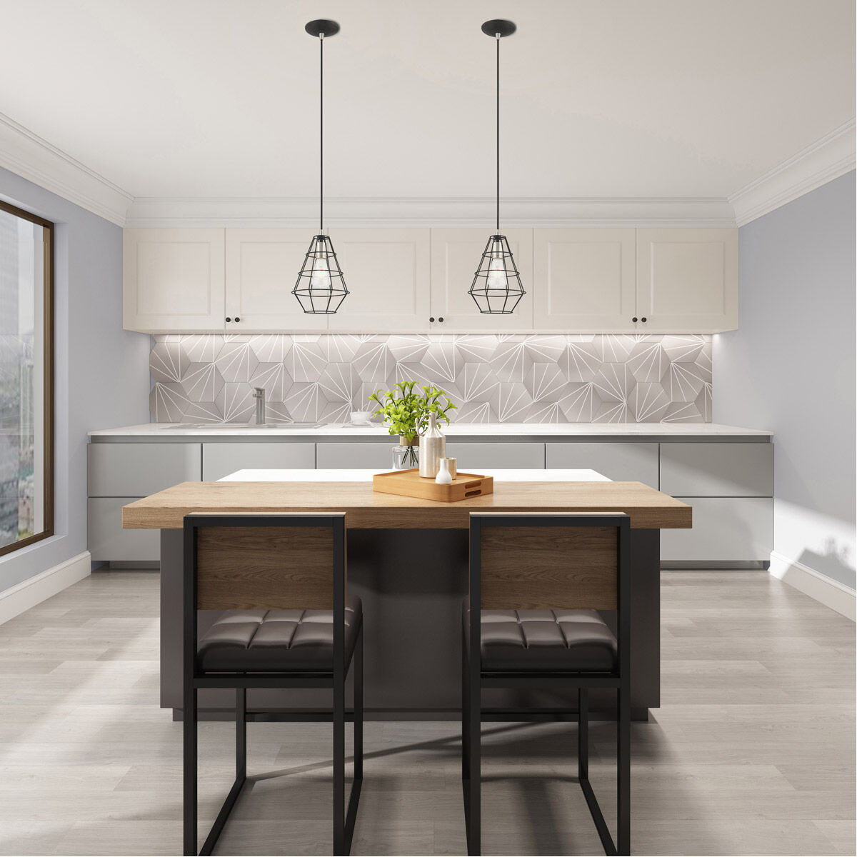 Geometric 1 Light 8 inch Black Mini Pendant Ceiling Light