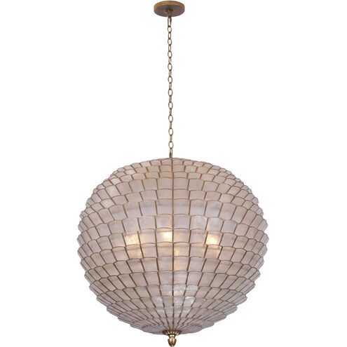 Samal 6 Light 25 inch Oxidized Gold Leaf Pendant Ceiling Light