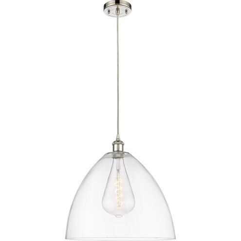 Ballston Dome 1 Light 16 inch Polished Nickel Pendant Ceiling Light in Clear Glass