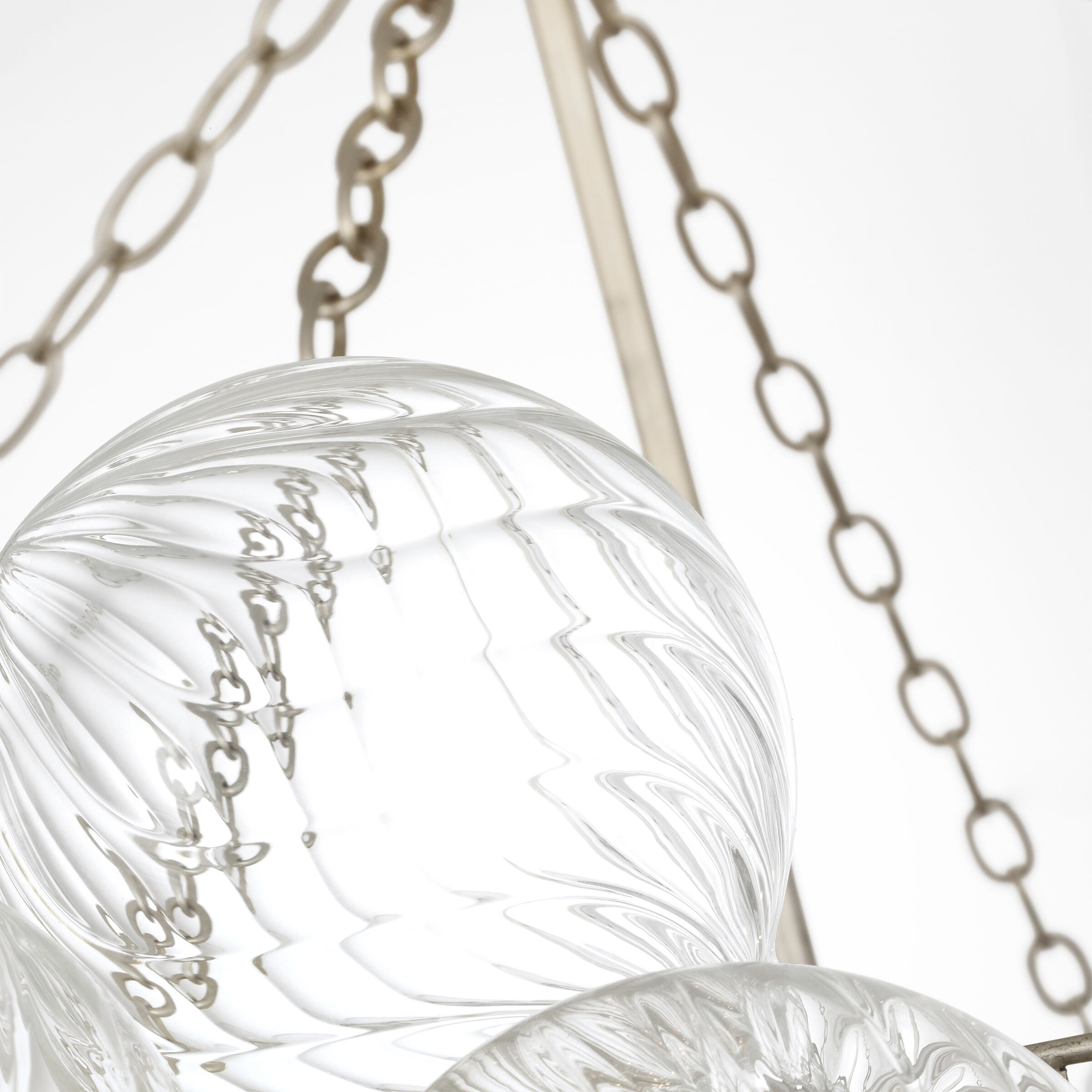 Julie Neill Talia LED 56.25 inch Burnished Silver Leaf and Clear Swirled Glass Chandelier Ceiling Light