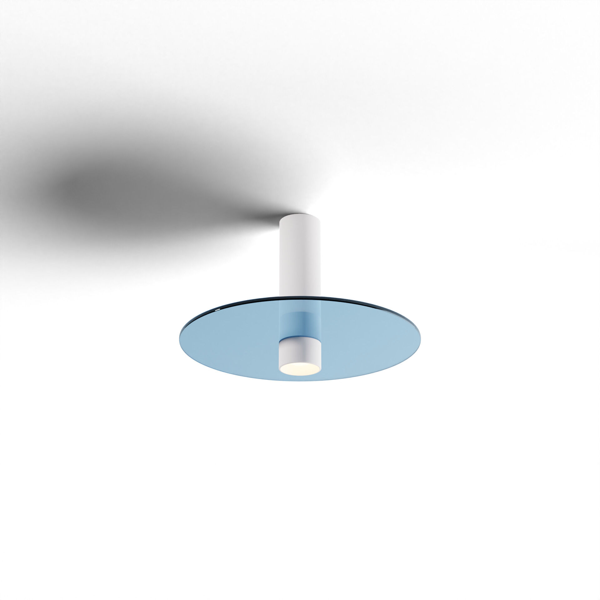 Combi LED 9 inch Matte White Pendant Ceiling Light in Blue Glass, Suspension / Flush Mount 2-in-1
