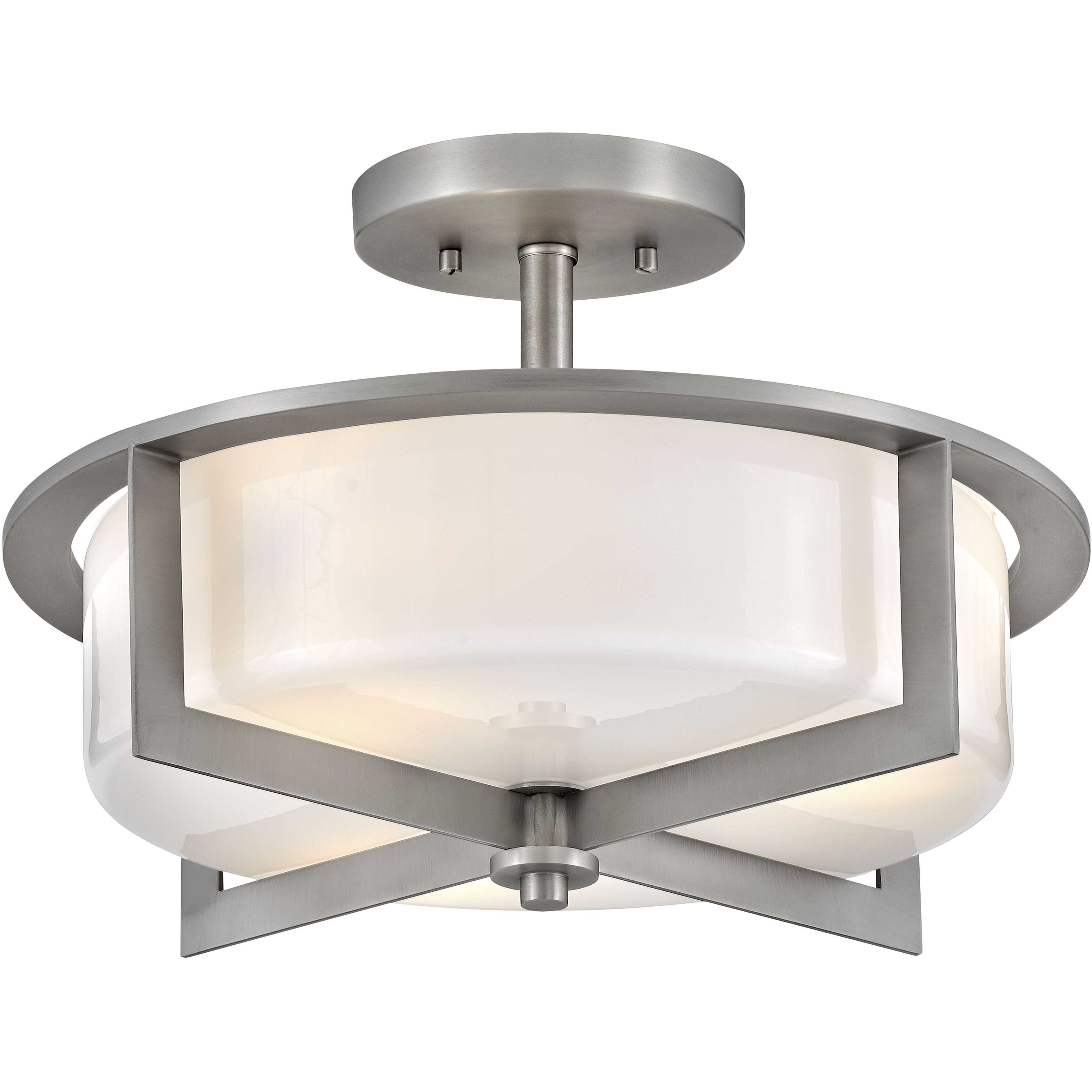 Baxley 15.25 inch Antique Nickel Indoor Semi-Flush Mount Ceiling Light
