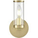 Revolve 1 Light 9.25 inch Clear Glass and Natural Brass Bath Vanity Wall Light