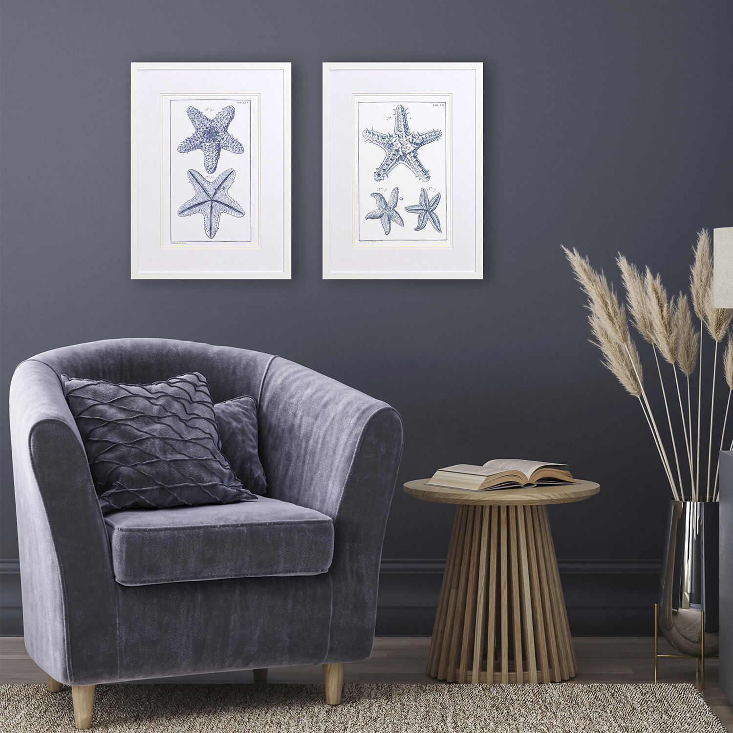 Blue Sea Stars Blue Framed Art, Propac
