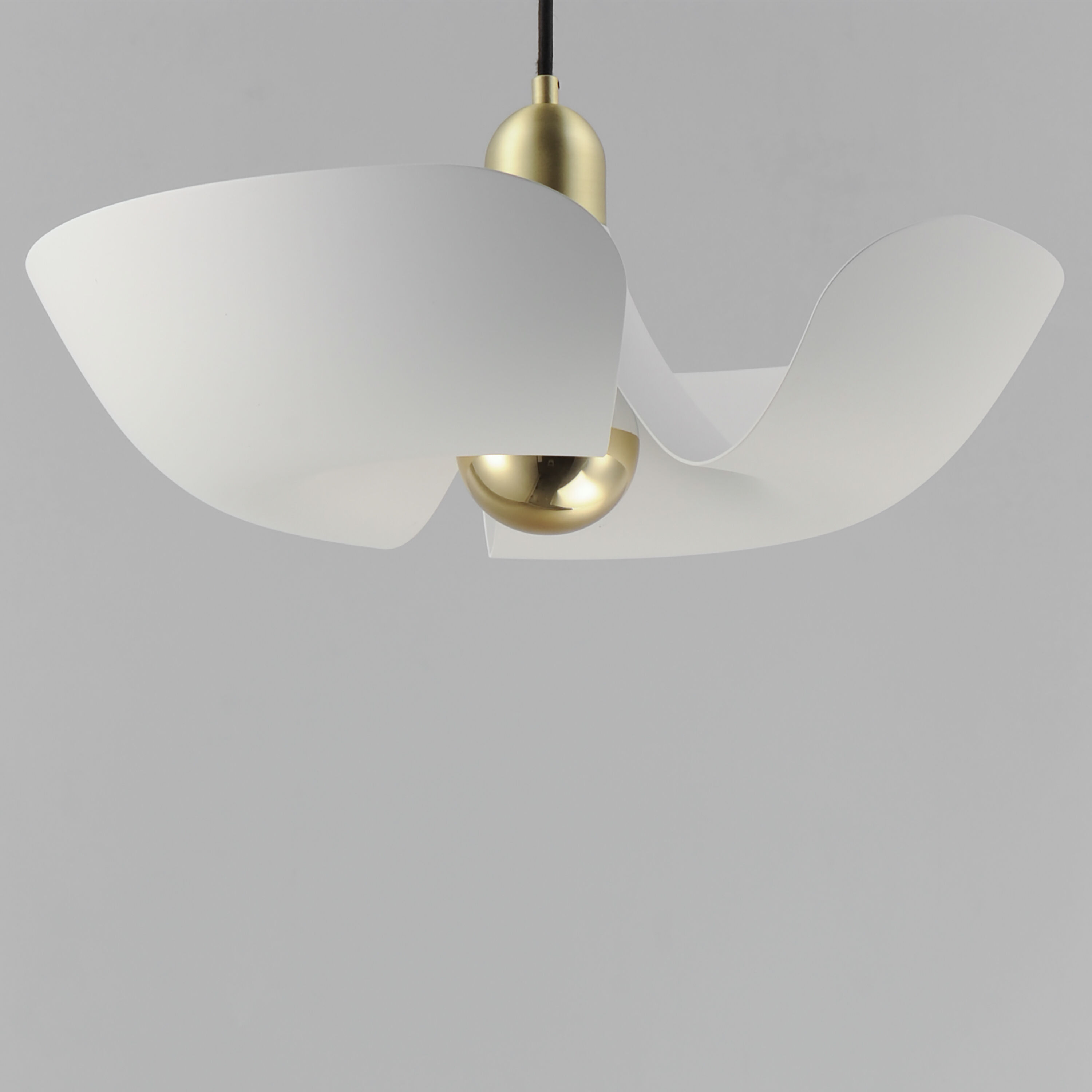 Poppy LED 17.75 inch White with Satin Brass Single Pendant Ceiling Light in White and Satin Brass