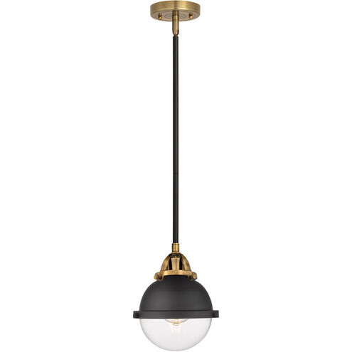 Nouveau 2 Hampden LED 7.25 inch Black Antique Brass Mini Pendant Ceiling Light in Clear Glass