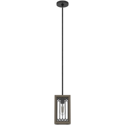 Chevron 1 Light 6 inch Rustic Iron and French Oak Mini Pendant Ceiling Light