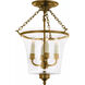 Chapman & Myers Sussex4 4 Light 12 inch Antique-Burnished Brass Semi-Flush Bell Jar Lantern Ceiling Light
