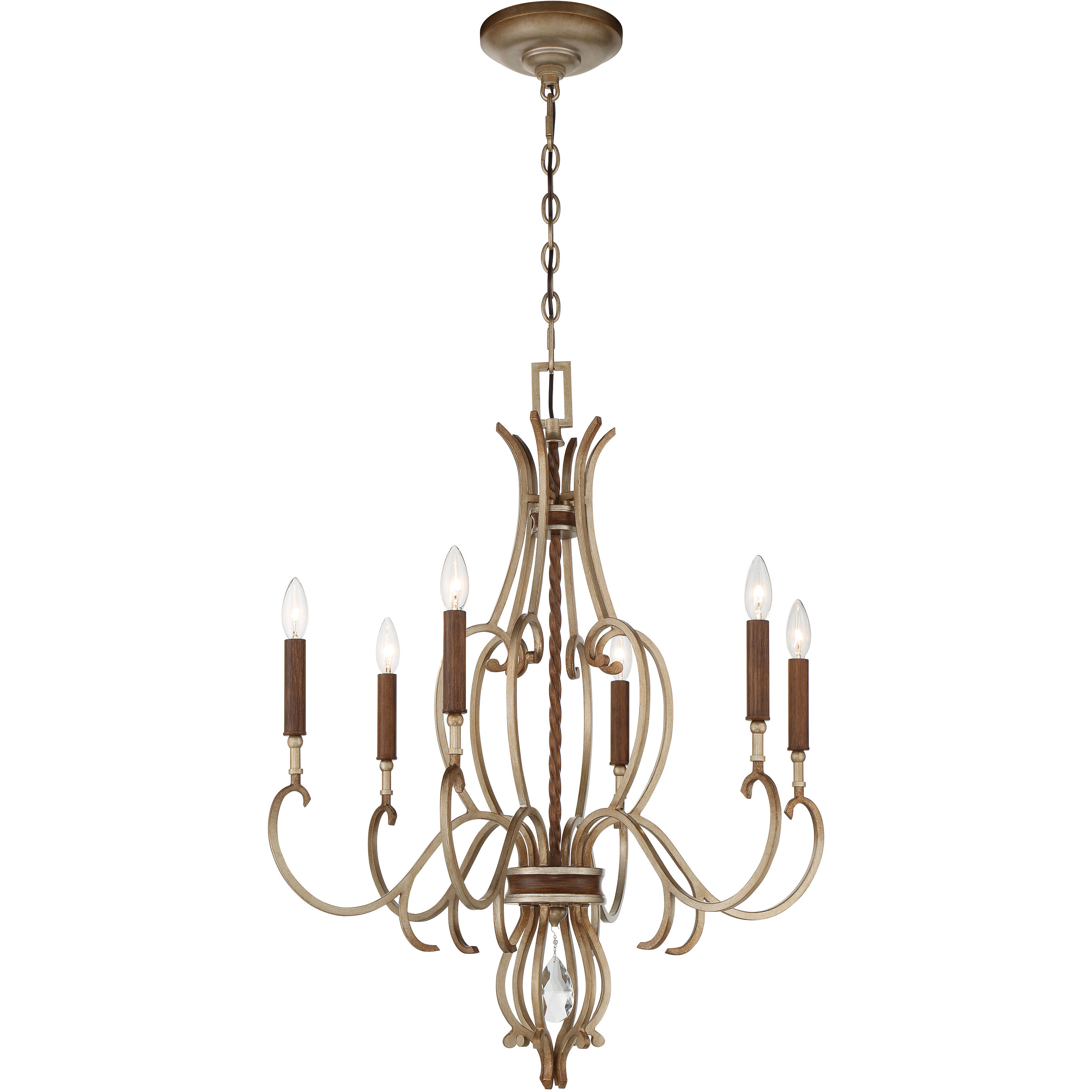Magnolia Manor 6 Light 26.5 inch Pale Gold with Distressed Bronze Chandelier Ceiling Light