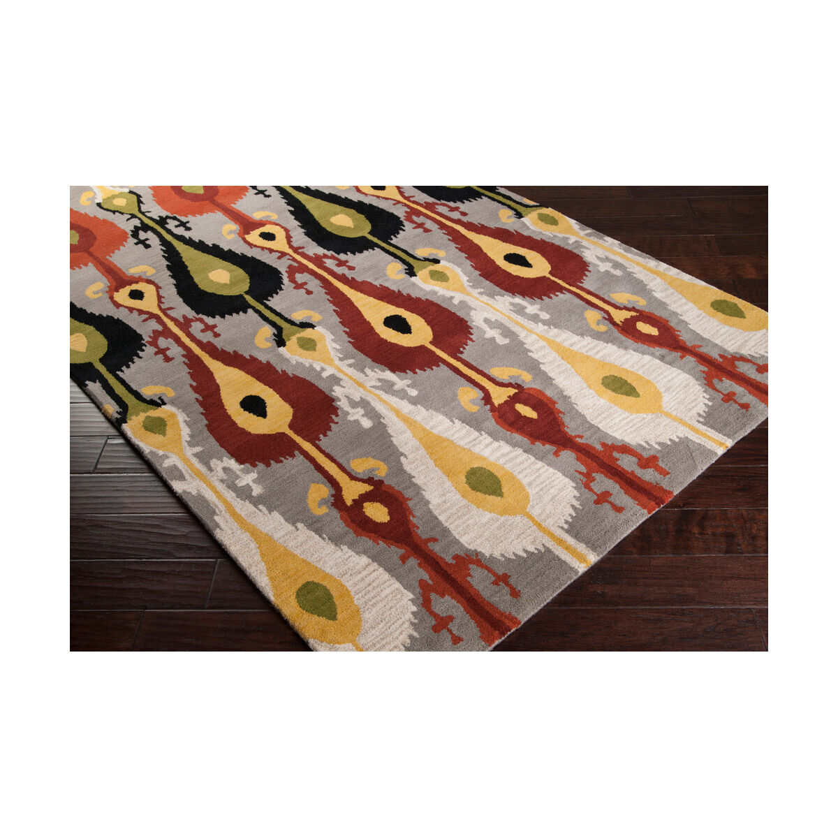 Matmi 132 X 96 inch Red and Gray Area Rug, Wool