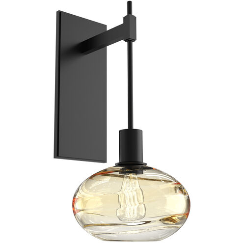 Coppa 1 Light 8 inch Matte Black Indoor Sconce Wall Light in Coppa Amber, Tempo