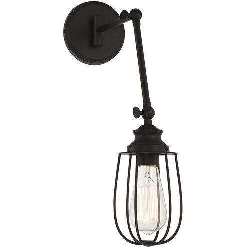 Industrial 5 inch 60.00 watt Matte Black Adjustable Wall Sconce Wall Light