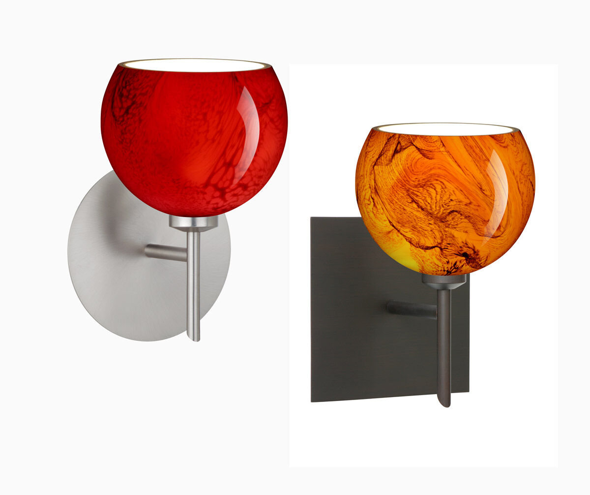 Palla 5 1 Light 5 inch Satin Nickel Mini Sconce Wall Light in Halogen, Carrera Glass