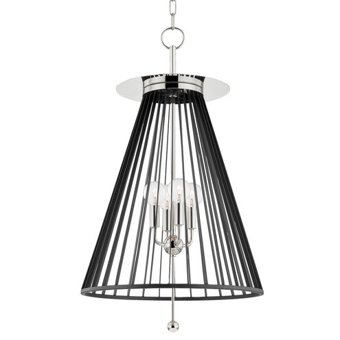 Cagney 4 Light 18 inch Polished Nickel / Black Pendant Ceiling Light