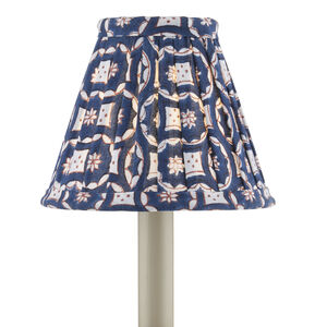 Block Print Navy and White with Red Pleated Chandelier Shade