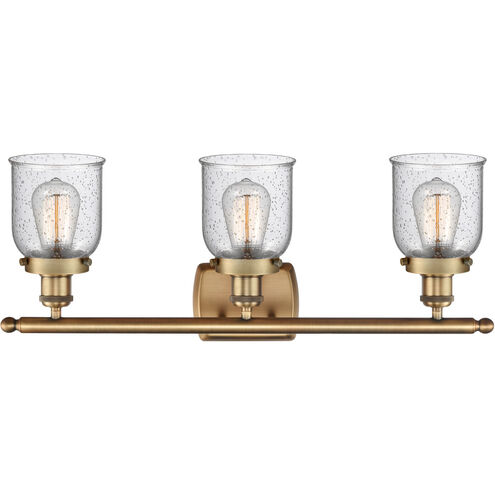 Ballston Small Bell 3 Light 26 inch Brushed Brass Bath Vanity Light Wall Light in Seedy Glass