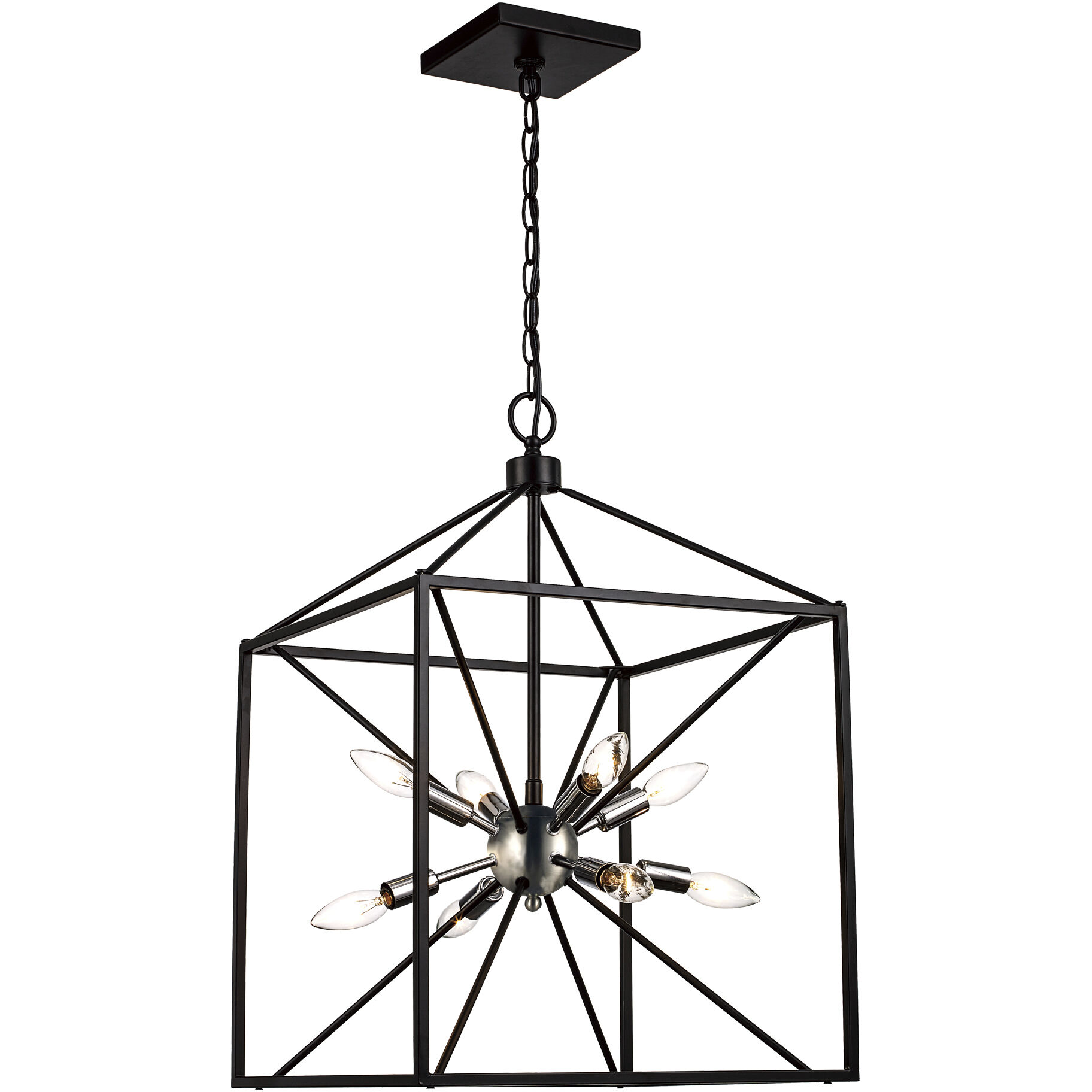 Donovan 8 Light 16 inch Polished Chrome and Black Pendant Ceiling Light