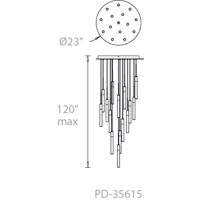 Magic LED 23 inch Polished Nickel Multi-Light Pendant Ceiling Light in 15, Round