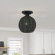 Deluna 1 Light 8 inch Black Semi Flush Mount Ceiling Light, Small