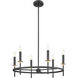 Transitional 6 Light 25 inch Matte Black with Natural Brass Chandelier Ceiling Light