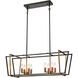 Bridgette 8 Light 36 inch Matte Black with Satin Brass Linear Chandelier Ceiling Light